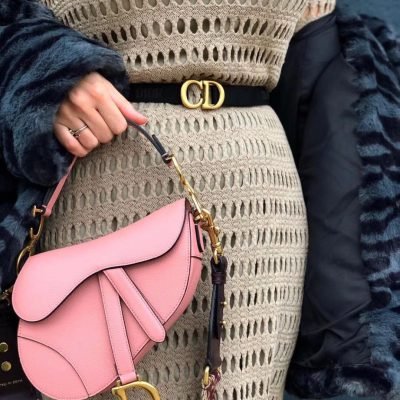 pink Leather dior saddle bag