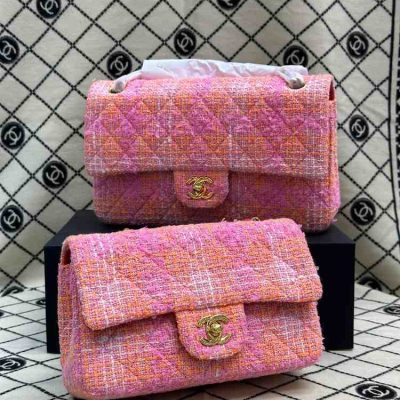 Chanel Pink tweed flap bag