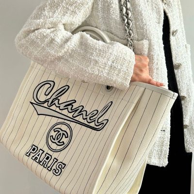 Chanel 23p deauville large tote bag white