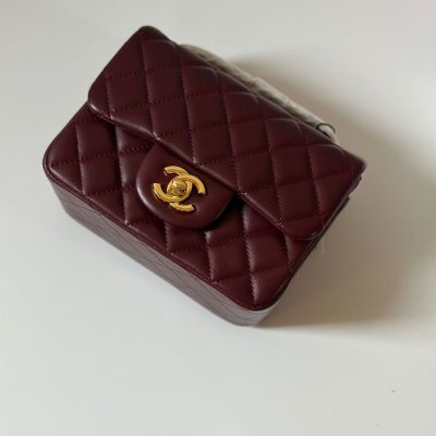 Chanel classic mini square flap bag burgundy