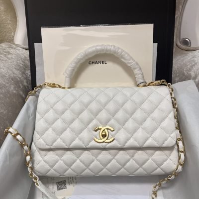 chanel coco handle Large double flap white