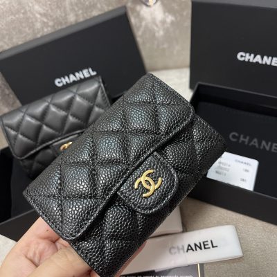 Chanel classic snap card holder black 11 cm