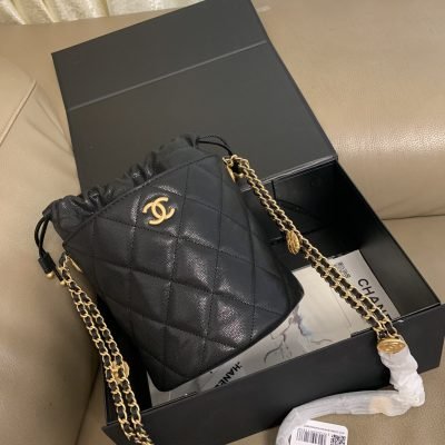 Chanel micro bucket vanity bag black