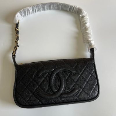 chanel caviar timeless pochette bag black