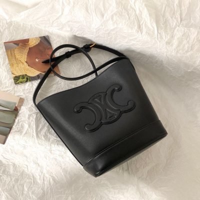 celine small cuir triomphe bucket bag black