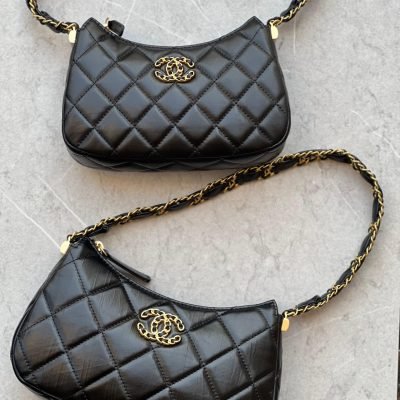 Chanel 23k hobo bag small black