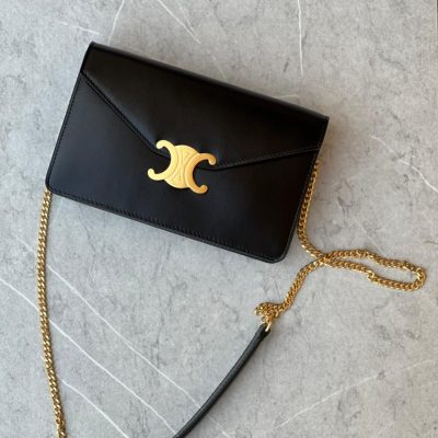 celine copy wallet on chain black