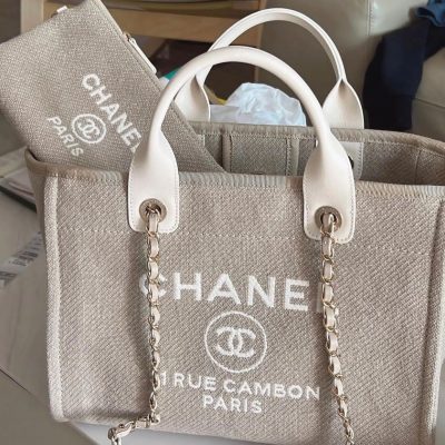Chanel deauville large tote beige
