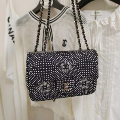 Chanel black velvet strass evening flap bag