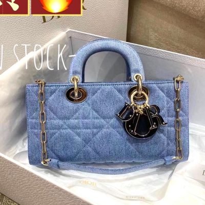 dior lady d joy denim bag blue