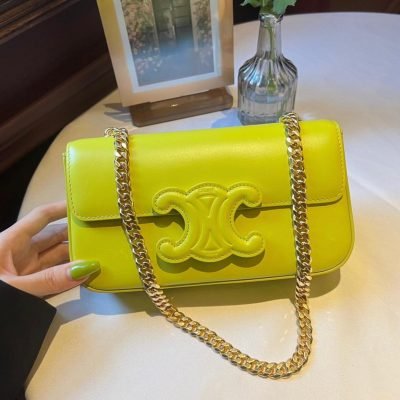 celine chain shoulder bag cuir triomphe yellow