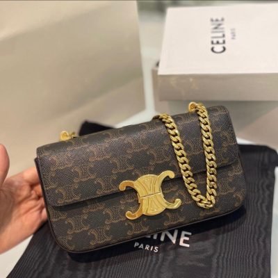 celine triomphe canvas chain shoulder bag