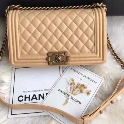 Chanel boy bag small nude