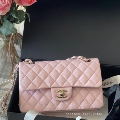 Chanel small classic double flap pink