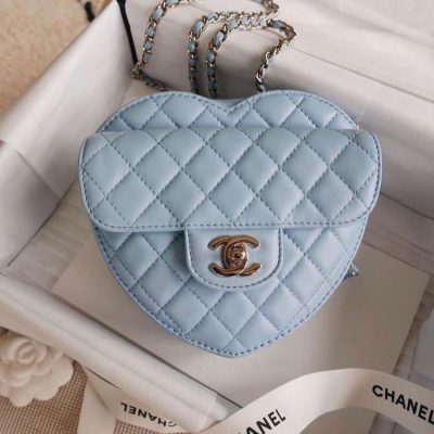 Chanel 22S heart bag light blue medium