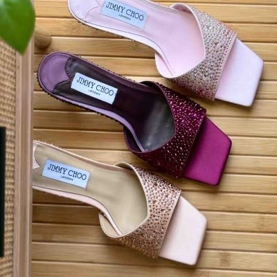 Jimmy Choo Skye 70 Leather Crystal Embellished Mules