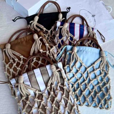 Prada macrame net crochet tote bag Prada macrame net crochet tote bag
