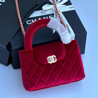 chanel kelly bag suede red