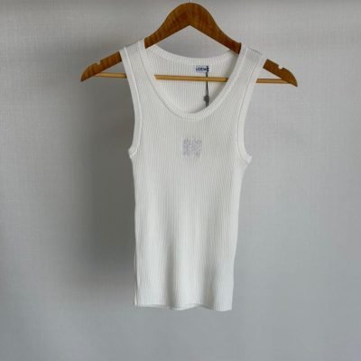 LOEWE Tank Top Anagram Rib-Knit White