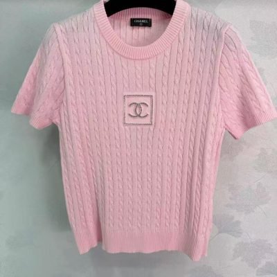 Chanel Sweater CC Cable Knit Pink
