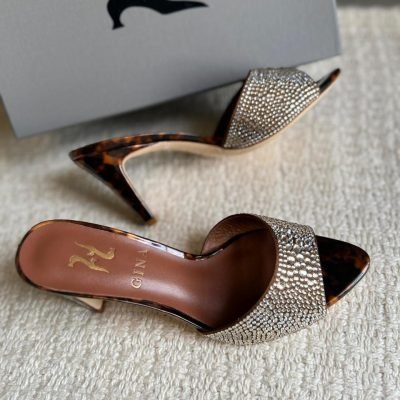 Gina Mules Embellished Patent Leather Brown