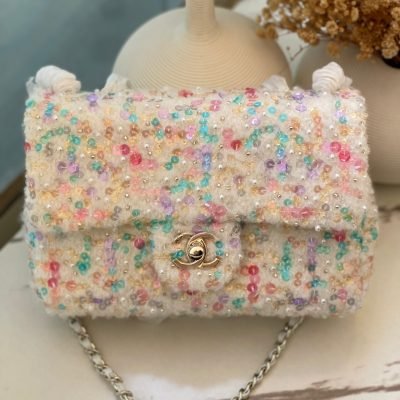 Chanel Mini Flap Bag Embellished Tweed Sequin