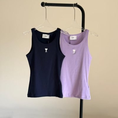 AMI Paris Tank Top Ami de Coeur Black & Purple