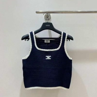 Celine Top Crocheted Cotton Navy Blue