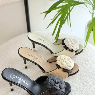 chanel camellia heel sandals