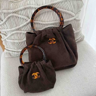 Chanel tortoise shell handle hobo bag