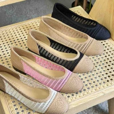 Chanel raffia ballet flats