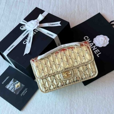 Chanel 25s metallic gold mini flap
