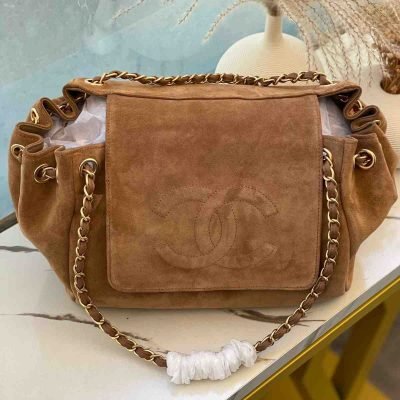 buy chanel vintage cc accordion suede flap