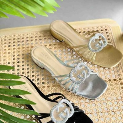 Gucci GG25 crystal slide sandals