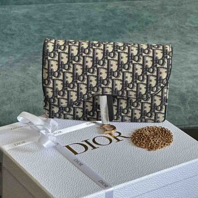 dior medium saddle pouch with chain black