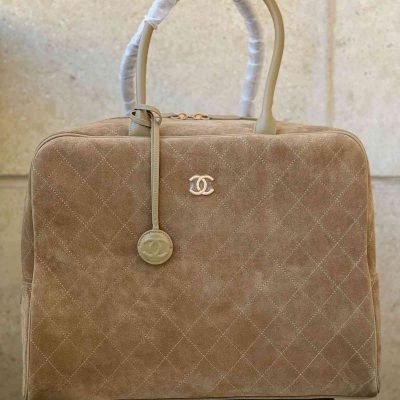 Chanel SS26 suede bowling bag beige