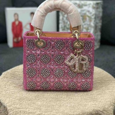 lady dior with crystal​ Rose des Vents Satin