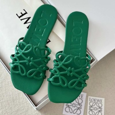 loewe petal anagram sandals green