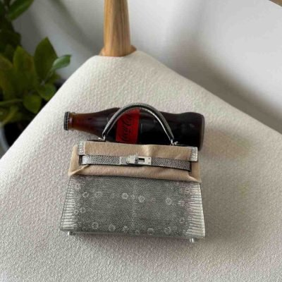 Hermes lizard mini kelly bag silver