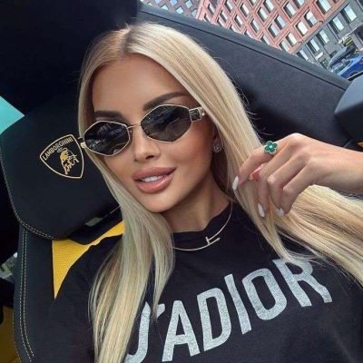 Celine women's hexagonal silver metal sunglass